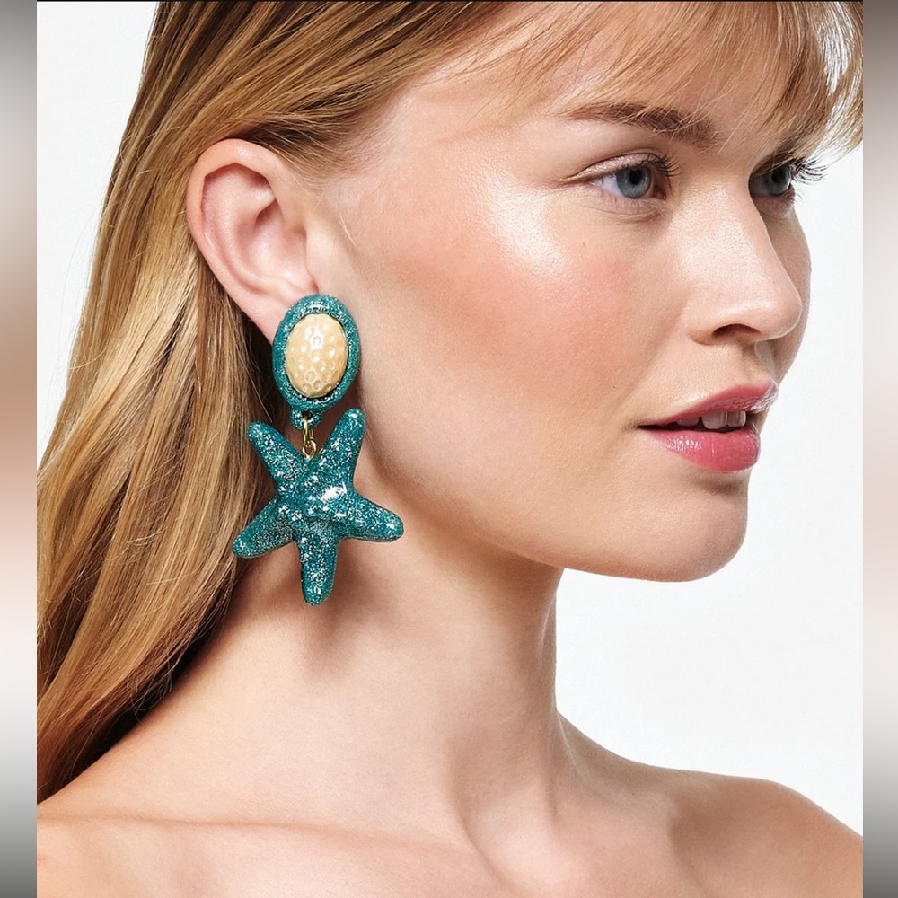 Never worn, Julietta Riviera Queen clip-on earrings from Couper